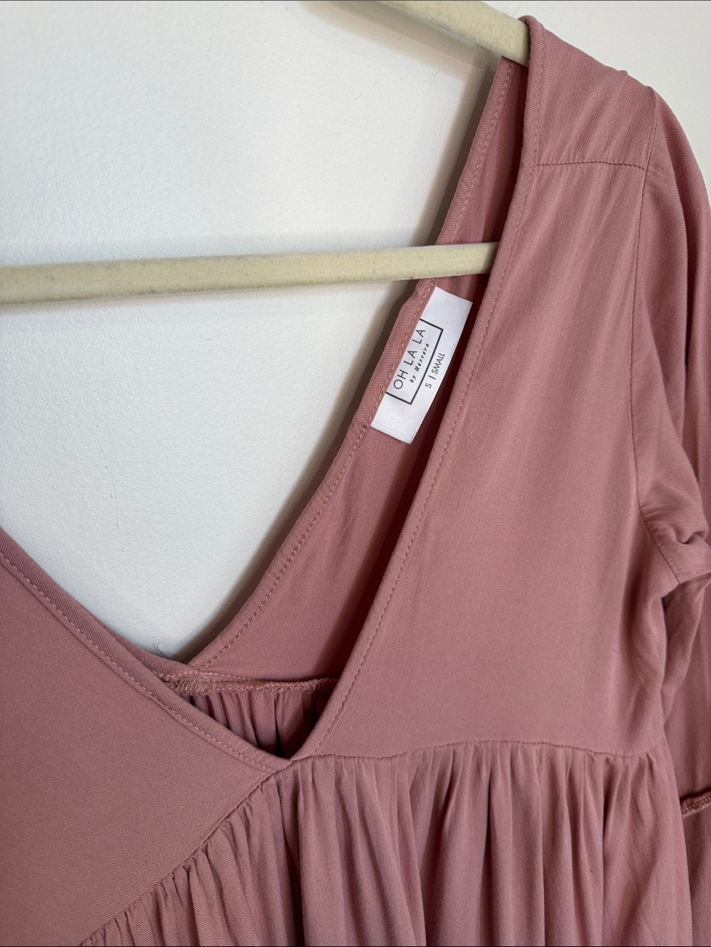 Oh La La by Herrera Mauve Pink V-Neck Tiered Babydoll min dress from Columbia - Picture 2 of 4